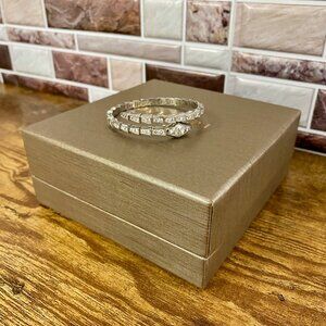 Diamond and Silver Viper Style Serpent Bracelet/Cuff